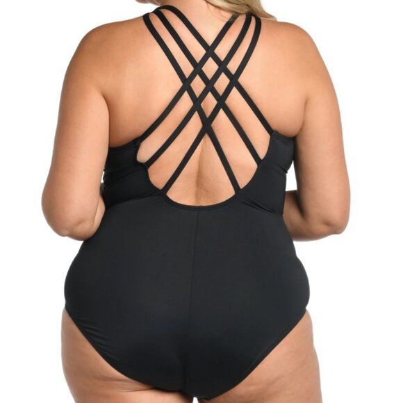 La Blanca Women's Island Goddess Multi Strap Cross Back One Piece Swimsuit NWOT - Picture 2 of 8